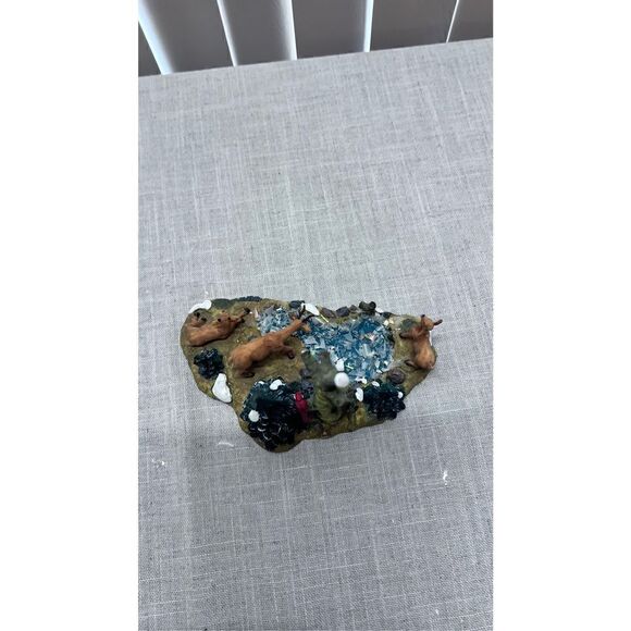 Lemax 2000 Village Landscape Poly-Resin Deer At The Pond Christmas Village - Picture 9 of 11